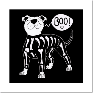 Boo skeleton dog Posters and Art